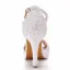 Charmant Weiß Perle Spitze Blumen Brautschuhe 2022 Knöchelriemen 10 cm Stilettos Peeptoes Hochzeit Sandaletten Hochhackige