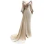 Fashion Champagne Satin Evening Dresses 2022 Trumpet / Mermaid Scoop Neck Multi-Colors Beading Pearl Long Sleeve Court Train Evening Party Formal Dresses