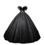 Elegant Black Prom Dresses 2022 Ball Gown Off-The-Shoulder Short Sleeve Backless Beading Sequins Floor-Length / Long Formal Dresses