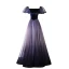Elegant Purple Prom Dresses 2022 A-Line / Princess Square Neckline Puffy Short Sleeve Backless Bow Floor-Length / Long Formal Dresses