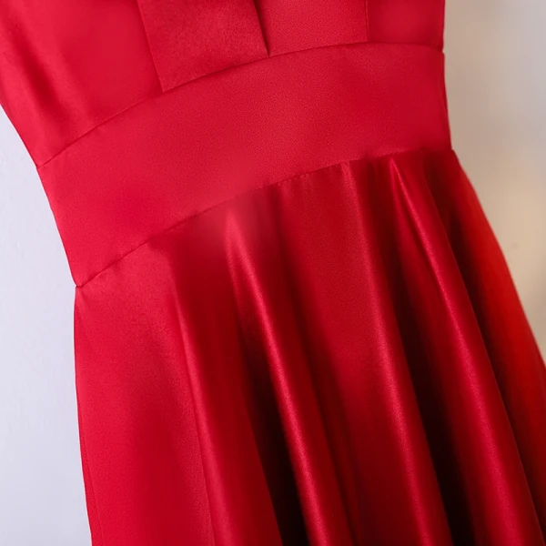 Chic / Beautiful Red Formal Dresses Evening Dresses 2017 V-Neck Zipper Up Sleeveless Ankle Length Empire