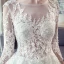 Chic / Belle Ivoire Robe De Mariée 2018 Robe Boule Transparentes En Dentelle Appliques Encolure Dégagée Dos Nu 3/4 Manches Tribunal Train Mariage