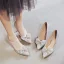 Charmant Silber Kristall Brautschuhe 2020 Strass Schleife 8 cm Stilettos Spitzschuh Hochzeit Pumps
