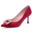 Chinese style Red Rhinestone Wedding Shoes 2020 8 cm Stiletto Heels Pointed Toe Wedding Pumps