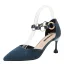 Fashion Black Prom Womens Shoes 2020 Suede Ankle Strap 7 cm Stiletto Heels Pointed Toe Heels