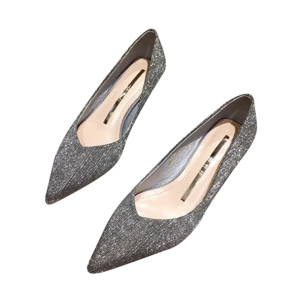 Schöne Grau Freizeit Büro Pumps 2020 Glanz Pailletten 5 cm Stilettos Spitzschuh Pumps