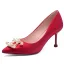 Chinese style Red Pearl Wedding Shoes 2020 Rhinestone 8 cm Stiletto Heels Pointed Toe Wedding Pumps