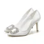 Classy Ivory Rhinestone Wedding Shoes 2020 Satin 9 cm Stiletto Heels Pointed Toe Wedding Pumps