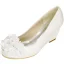 Chic / Beautiful Champagne Prom Womens Shoes 2020 Satin Appliques 6 cm Wedges Pointed Toe