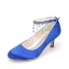 Stijlvolle Witte Bruidsschoenen 2020 Satijn Rhinestone Enkelband 6 cm Naaldhakken / Stiletto Spitse Neus Huwelijk Pumps