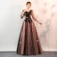 Elegant Black Prom Dresses 2020 Ball Gown V-Neck Butterfly Appliques Lace Flower 3/4 Sleeve Backless Floor-Length / Long Formal Dresses
