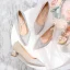 Błyszczące Gradient-Kolorów Cukierki Różowy Buty Ślubne 2020 Cekinami Cekiny 4 cm Niski Obcas Grubym Obcasie Szpiczaste Ślub Czółenka