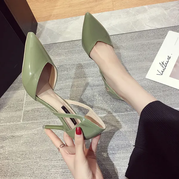 Abordable Noire Désinvolte Chaussures Femmes 2020 9 cm Talons Aiguilles À Bout Pointu Talons