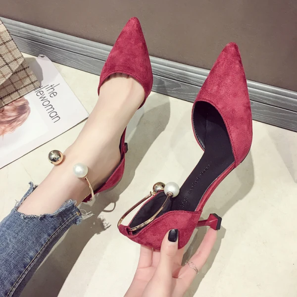 Chic / Beautiful Burgundy Casual Suede Womens Shoes 2020 6 cm Stiletto Heels Pointed Toe Heels