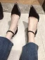 Simple Noire Désinvolte Daim Chaussures Femmes 2020 Bride Cheville 6 cm Talons Aiguilles À Bout Pointu Talons
