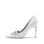 Schöne Ivory / Creme Strassenmode Pumps 2020 Lackleder 10 cm Stilettos Spitzschuh Pumps