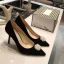 Chic Noire Bureau OL Escarpins 2020 Perle 9 cm Talons Aiguilles À Bout Pointu Escarpins