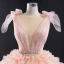 Luxury / Gorgeous Lovely Candy Pink Sequins Wedding Dresses 2023 Ball Gown Scoop Neck Sleeveless Backless Cascading Ruffles Chapel Train