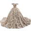 High-end Khaki Prom Dresses 2023 Ball Gown Off-The-Shoulder Handmade  Beading Pearl Sequins Lace Flower Sleeveless Backless Royal Train