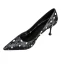 Fashion Black Street Wear Spotted Pumps 2020 Leather Suede 7 cm Stiletto Heels Pointed Toe Pumps