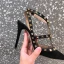 Schöne Schwarz Abend Niet Sandalen Damen 2020 8 cm Stilettos Spitzschuh Sandaletten