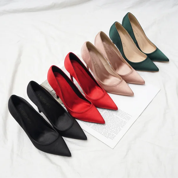 Classy Nude Office OL Satin Pumps 2020 10 cm Stiletto Heels Pointed Toe Pumps