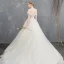 Elegant Champagne Wedding Dresses Ball Gown Lace Off-The-Shoulder Backless Sleeveless Chapel Train Wedding