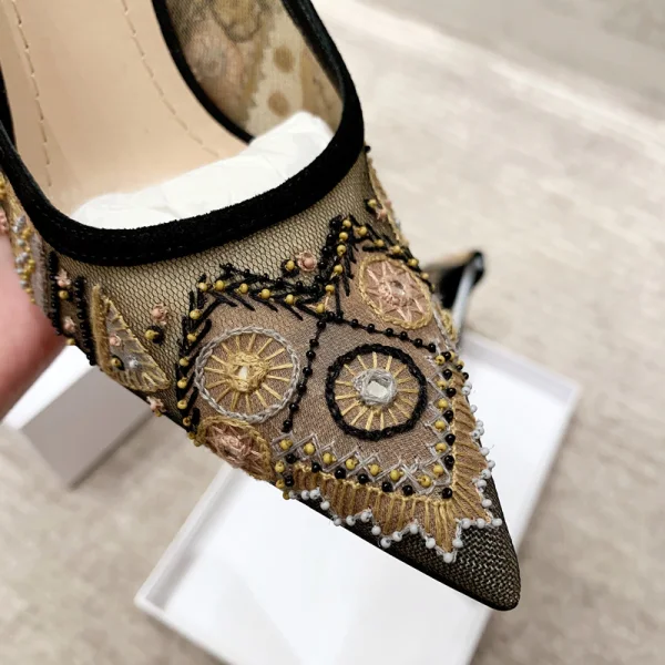 Stijlvolle Zwarte Gala Geborduurde Pumps 2020 Kant 9 cm Naaldhakken / Stiletto Spitse Neus Pumps