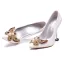 Schöne Ivory / Creme Cocktail Pumps 2020 Perle Strass Schmetterling 9 cm Stilettos Spitzschuh Pumps