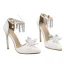 Charming Ivory Evening Party Crystal Womens Shoes 2020 Rhinestone Tassel Ankle Strap 11 cm Stiletto Heels Pointed Toe Heels