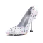 Elegante Ivoor Multi-Kleuren Rhinestone Bruidsschoenen 2020 Appliques Kant Bloem 9 cm Naaldhakken / Stiletto Spitse Neus Huwelijk Pumps