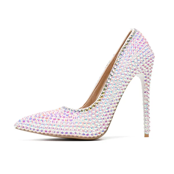 Charmig Multi-Färger Rhinestone Afton Pumps 2020 11 cm Stilettklackar Spetsiga Pumps