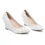 Chic / Belle Ivoire Chaussure De Mariée 2020 En Dentelle Fleur Faux Diamant À Bout Pointu 8 cm Compensées