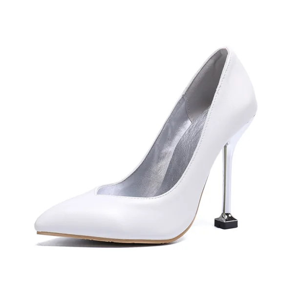 Eenvoudige Ivoor Kantoor OL Pumps 2020 9 cm Naaldhakken / Stiletto Spitse Neus Pumps