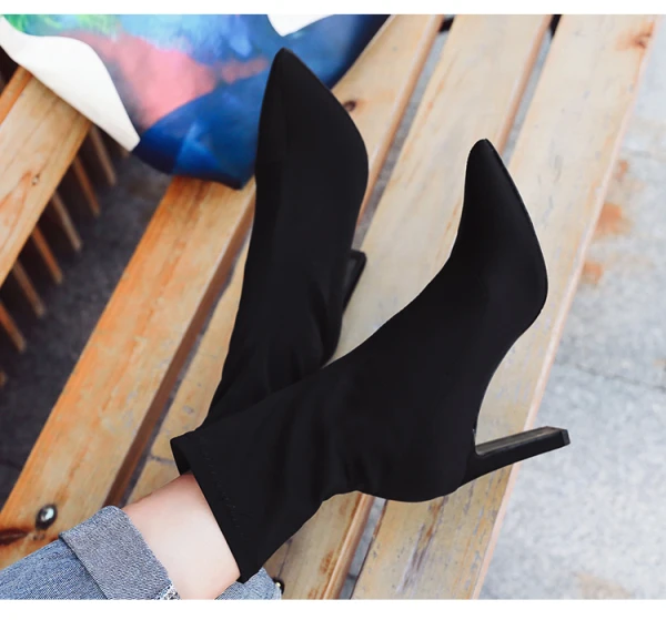 High-end Modest / Simple Black Street Wear Womens Boots 2020 Leather Suede 8 cm Stiletto Heels Pointed Toe Boots