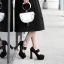 Mode Noire Vêtement de rue Boucle Escarpins 2021 11 cm Talons Épais Imperméables À Bout Pointu Escarpins