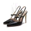 Sexy Black Street Wear Womens Sandals 2020 Ankle Strap 10 cm Stiletto Heels Pointed Toe Sandals