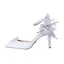 Amazing / Unique Ivory Wedding Shoes 2020 Lace Pearl Rhinestone Bow Ankle Strap 9 cm Stiletto Heels Pointed Toe Wedding Heels