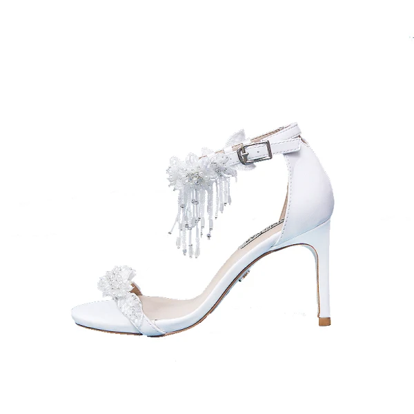 Amazing / Unique Ivory Wedding Wedding Shoes 2020 Beading Tassel Pearl Rhinestone Appliques 9 cm Stiletto Heels Open / Peep Toe Heels