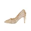 Glittrande Champagne Rhinestone Brudskor 2020 Läder Glittriga / Glitter Paljetter 9 cm Stilettklackar Spetsiga Bröllop Pumps