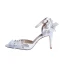 Elegant Ivory Rhinestone Wedding Shoes 2020 Pearl Ankle Strap 9 cm Stiletto Heels Pointed Toe Wedding Heels