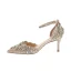 Scintillantes Doré Faux Diamant Chaussure De Mariée 2020 Cuir Glitter Paillettes Bride Cheville 9 cm Talons Aiguilles À Bout Pointu Mariage Talons