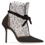 Sexy Black Street Wear Lace Womens Sandals 2020 Bow Ankle Strap 9 cm Stiletto Heels Pointed Toe Pumps
