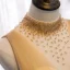 Charming Champagne Evening Dresses  2020 A-Line / Princess High Neck Beading Crystal Sleeveless Backless Floor-Length / Long Formal Dresses