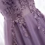 Classy Purple Evening Dresses  2020 A-Line / Princess V-Neck Beading Lace Flower Sleeveless Backless Floor-Length / Long Formal Dresses