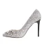 Glittrande Silver Brudskor 2020 Läder Rhinestone Paljetter 10 cm Stilettklackar Spetsiga Bröllop Pumps