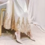 Charming Champagne Wedding Shoes 2020 Pearl Rhinestone Lace Flower 8 cm Stiletto Heels Pointed Toe Wedding Pumps