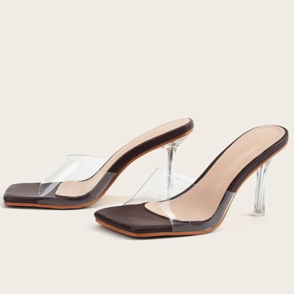 Sexy Transparent White Street Wear Womens Sandals 2021 9 cm Stiletto Heels Open / Peep Toe Sandals High Heels