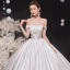 High-end Ivory Satin Wedding Dresses 2020 Ball Gown Off-The-Shoulder Pearl Lace Flower Sleeveless Backless Cathedral Train