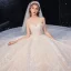Charming Ivory Lace Flower Wedding Dresses 2020 Ball Gown Strapless Sequins Sleeveless Backless Royal Train